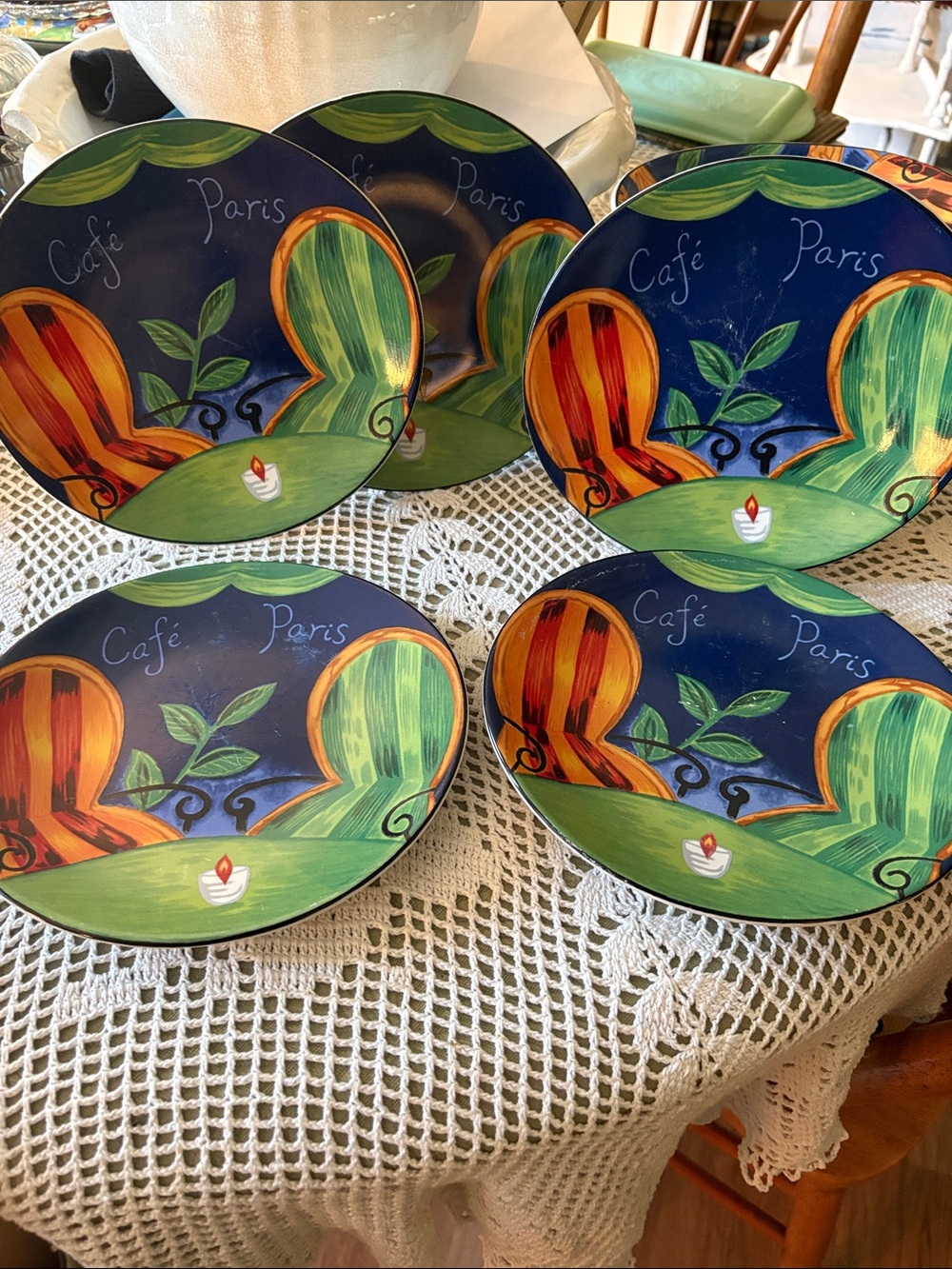 Café Paris Salad Plates - Blue & Green (6)